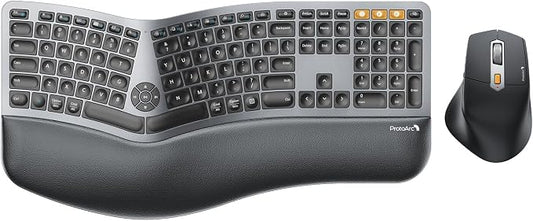 ProtoArc Ergonomic Keyboard Mouse, EKM01 Plus Full Size Wireless Bluetooth Ergo by ProtoArc