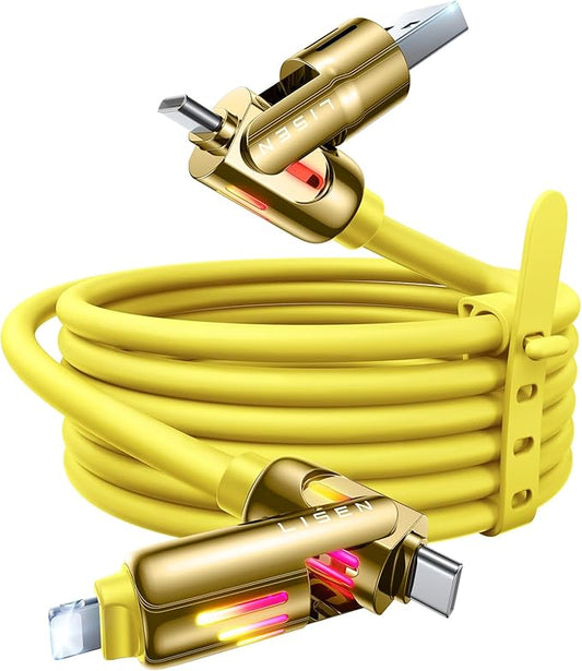 LISEN 6.6FT 240W 4-in-1 Multi Charging Cable, USB A/C to C/L, by Lisen