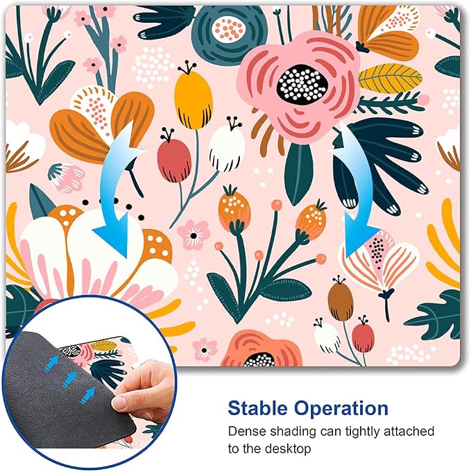 Pink Cute Flower Mouse Pad, Floarl Mouse Pad Custom Design, Square Waterproof - Image 6