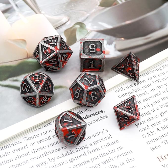 Haxtec Bloodstained Metal DND Dice Set Blood Polyhedral D&D Dice Compatible - Image 3