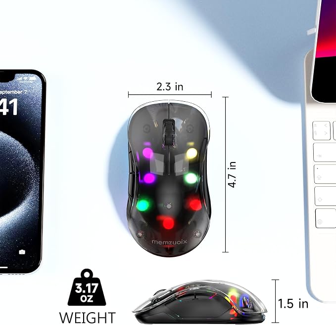 memzuoix 2.4G LED Wireless Mouse, Rechargeable Ergonomic Mouse - Image 7