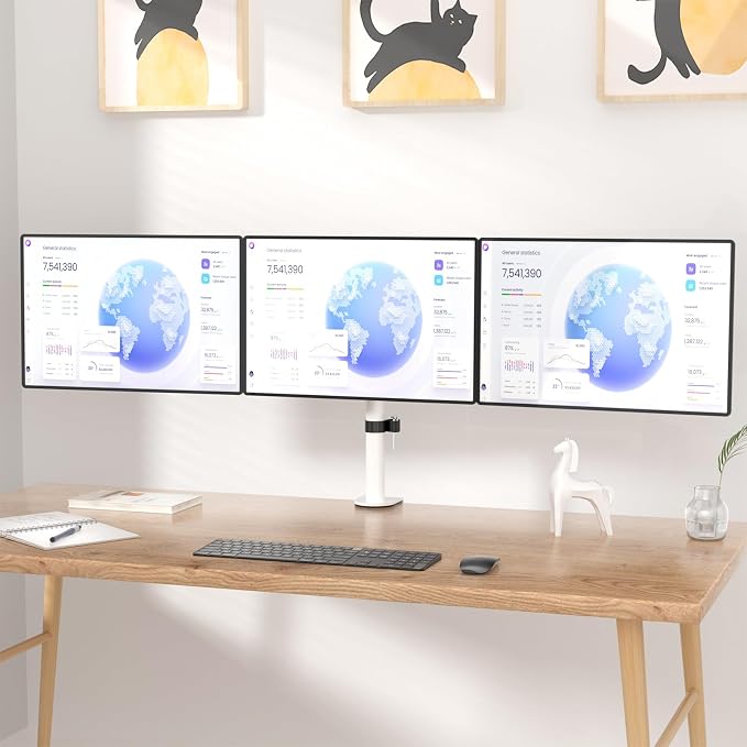 WALI Triple Monitor Mount, Three Monitor Desk Mount Fits 13-27in Screens - Image 2