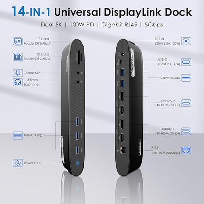WAVLINK DisplayLink Docking Station Dual 5K, USB-C Dock - Image 2