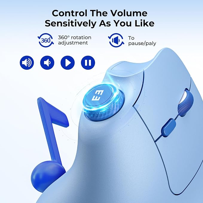 seenda Ergonomic Mouse Rechargeable, USB+Dual Bluetooth, MOU-302 Vertical - Image 4