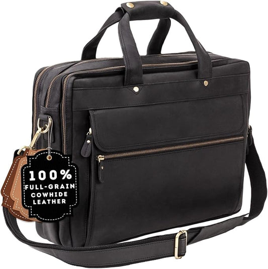 Luxorro Full Grain Leather Briefcase by Luxorro