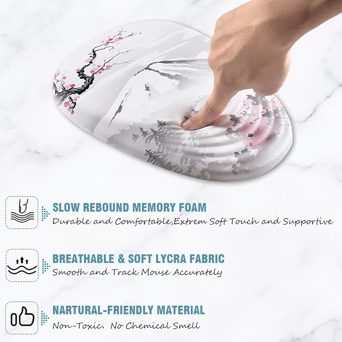 Ergonomic Mouse Pad with Wrist Support, Japanese Sakura Mouse Pad Wrist Rest - Image 5