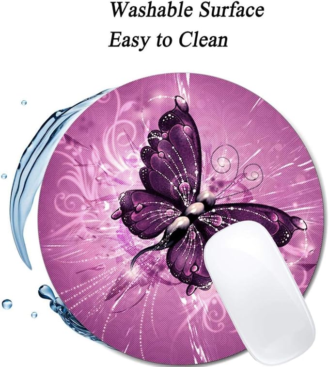 Butterfly Mouse Pad Round Non-Slip Rubber Mousepad Laptop Office Computer Decor - Image 3