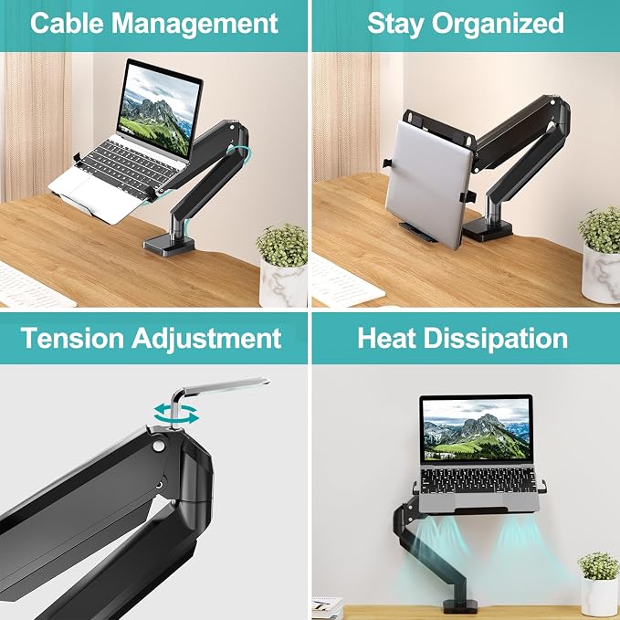 MOUNT PRO Laptop Arm Mount for Desk, 2 in 1 Function Monitor Laptop Stand - Image 5