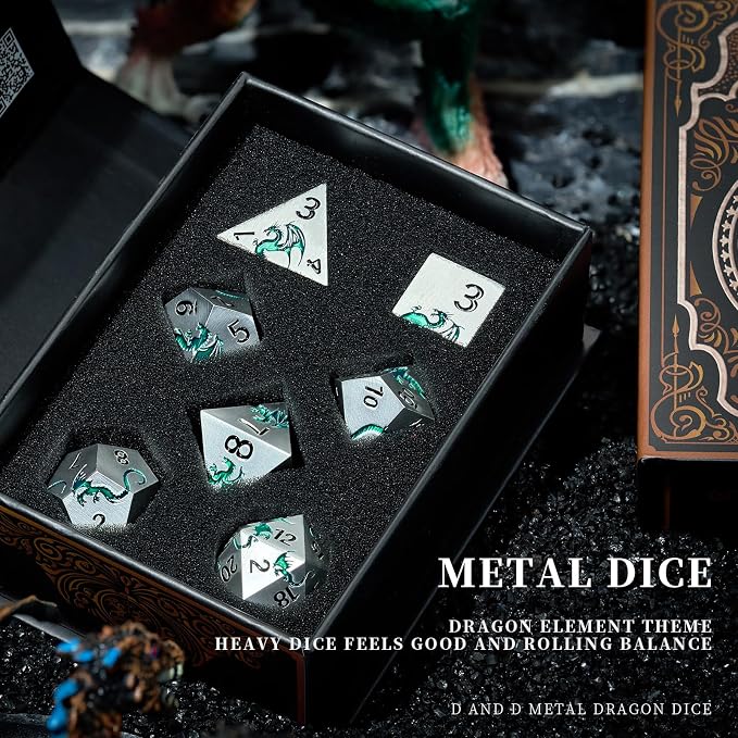Metal DND Dice Set, Dungeons and Dragon TTRPG Role Playing Table Games - Image 5