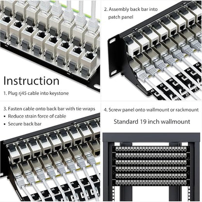 iwillink 10Gbps Patch Panel 48 Port, Shielded RJ45 Through Cat6A Patch Panel - Image 6