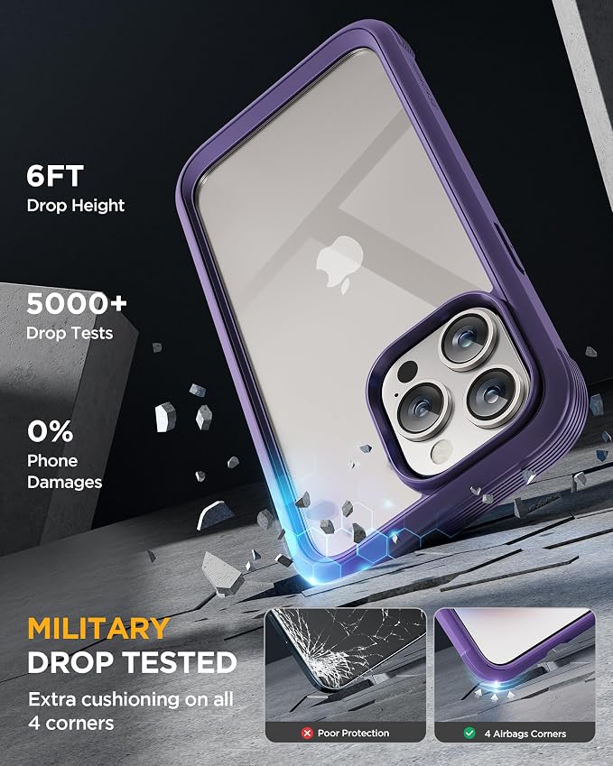 Miracase for iPhone 15 Pro Case Full-Body Built-in Glass Screen Protector& - Image 4