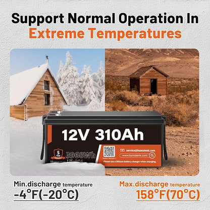 12V 310Ah LiFePO4 Lithium Battery – Max. 3968Wh Solar/RV/Off-Grid Power - Image 5