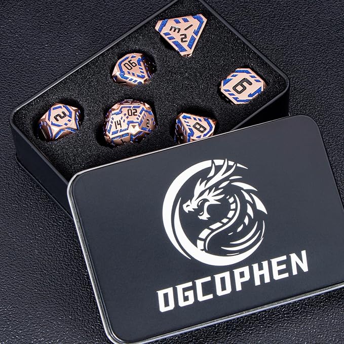 Metal DND Sci-fi Dice Set 7PCS Stripe Polyhedral Dice - Image 7