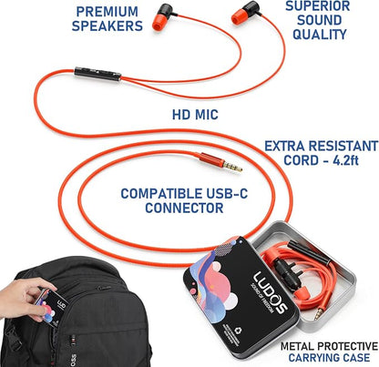 LUDOS Ultra Wired Earbuds in-Ear Headphones, 5 Years Warranty, Earphones - Image 2