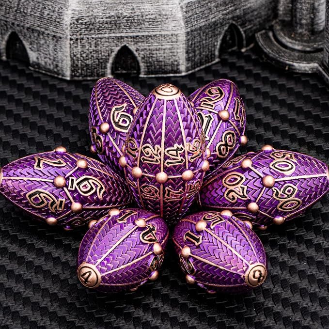 ARUOHHA DND Metal Dice Copper Purple Dragon Egg Dice - Image 4