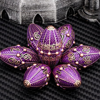 ARUOHHA DND Metal Dice Copper Purple Dragon Egg Dice - Image 4