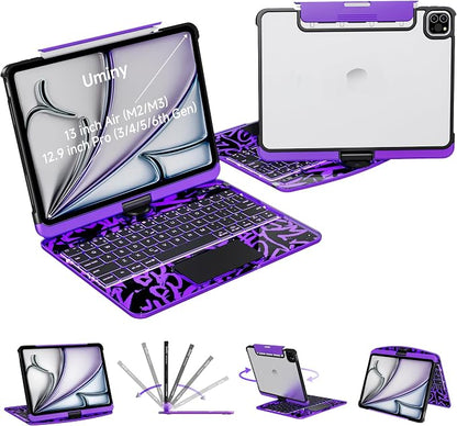 Keyboard Case for 12.9 inch iPad Pro 6/5/4/3rd Gen & 13 inch iPad Air Wireless by Uminy