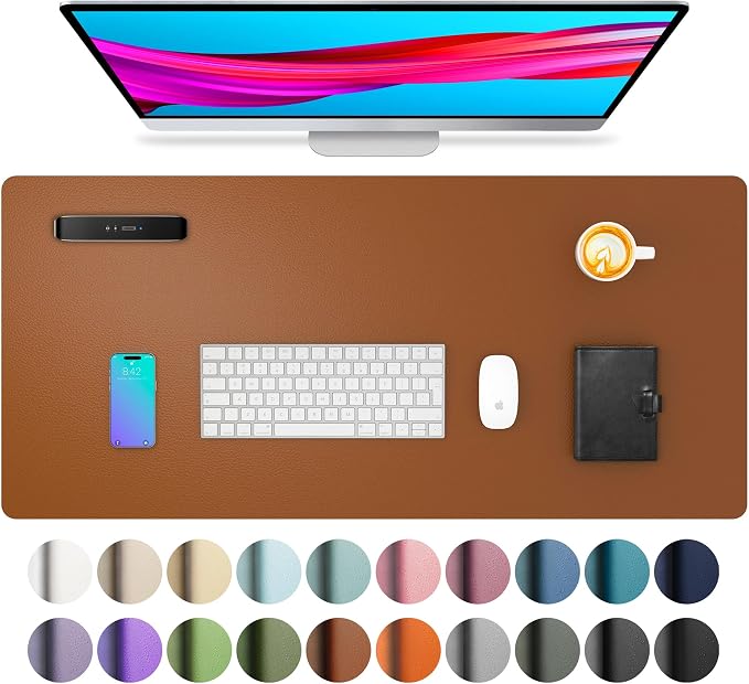 Aothia Leather Desk Pad Protector, Mouse Pad, Office Desk Mat, Non-Slip PU by Aothia