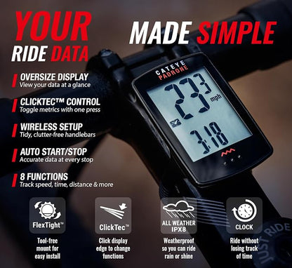 CATEYE Padrone Wireless Bike Computer – Oversized Display Cyclocomputer - Image 5