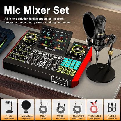 Podcast microphone bundle, live sound card, streaming audio mixer, podcast - Image 8