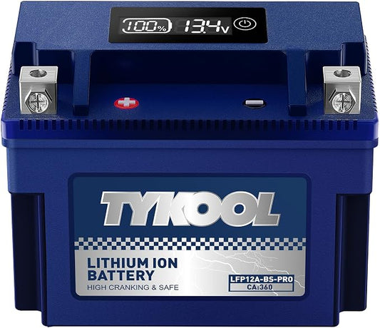 TYKOOL YT12A-BS 360CCA, 3X Cranking Amps, 5X Life, High Performance LiFePO4 by TYKOOL