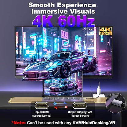 Active HDMI to DisplayPort Cable 10FT, 4K 60Hz 1080p 120Hz, Unidirectional HDMI - Image 2