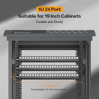 Patch Panel 24 Port with 24 Pcs Cat6A Keystone Jack STP 10G Support with - Image 7