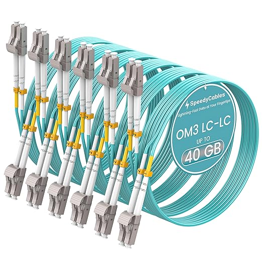 SpeedyCables- LC to LC Fiber Patch Cable 0.5m/1.6ft 6-Pack, OM3 Multimode by SpeedyCables