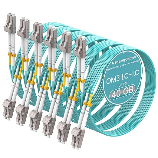 OM3 LC to LC Fiber Patch Cable 5m/16ft 6-Pack, 10Gb/40Gb Multimode Duplex by SpeedyCables