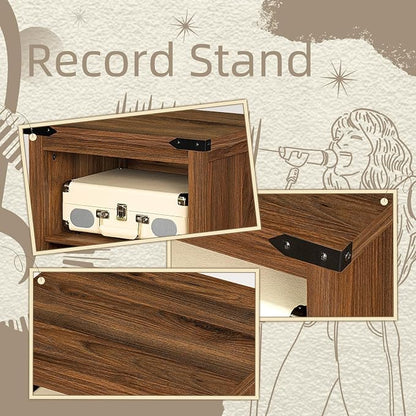 Record Player Stand with Vinyl Record Storage Holds up to 160 Albums, Large - Image 6