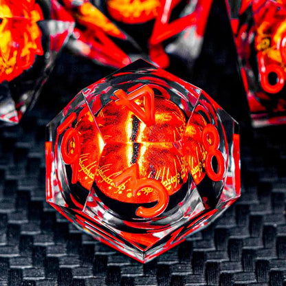 ARUOHHA DND Resin Dice Gazes Eye Dice Liquid Core Red RPG Sharp Edged Dice Set - Image 4