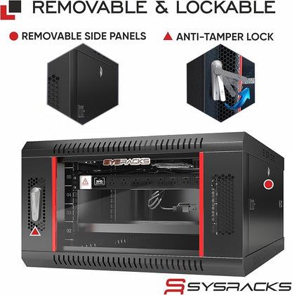 6U Wall Mount Server Rack Cabinet 24” Deep, 19” Network & AV Enclosure - Image 5