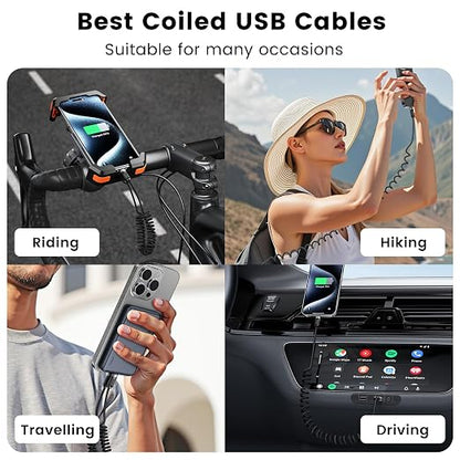 Coiled USB A to USB C 2Pack 3FT Braided Retractable Fast Charging Cable - Image 6