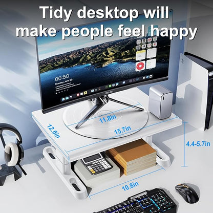 Monitor Stand Riser for Desk, 360°Rotation Freely Height Adjustable by Knob - Image 5