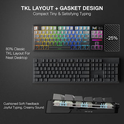 Redragon K743 PRO GB 80% Gasket RGB Gaming Keyboard w/Hype 1.14’’ TFT Screen & - Image 7