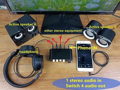 4-Way 3.5mm Stereo Audio Switch Input Signal Source Switcher Selector Splitter - Image 4