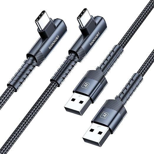 USB to USB C Cable USB A to Type C Right Angle Charger Cord 90 Degree Braided by toocki