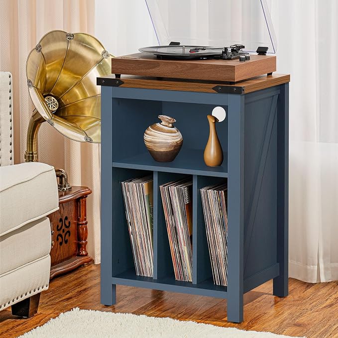 Record Player Stand with Vinyl Record Storage, Large Wood Turntable Stand - Image 4