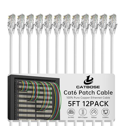 5 Feet Cat6 Patch Cables, Solid Pure Copper Patch Cord, Cat 6 Ethernet Cable by CatBose