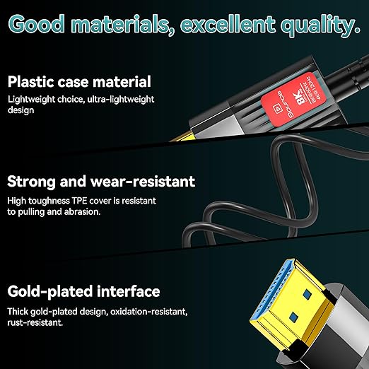 Fiber Optic HDMI Cable 20FT/6M, Long HDMI 2.1 Cable Support 48Gbps High Speed - Image 4