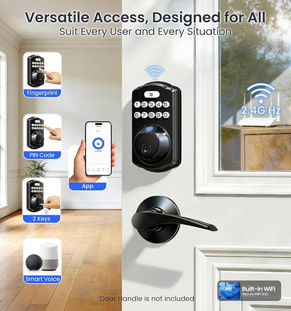 Veise VE012W Built-in WiFi Fingerprint Smart Lock, App Remote Control, - Image 2