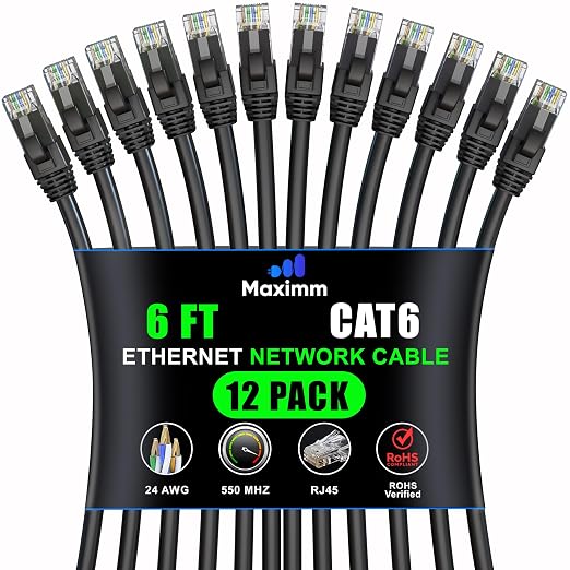 Maximm Cat 6 Ethernet Cable 6 Ft, Cat6 Cable, LAN Cable, Internet Cable by MaximmCable