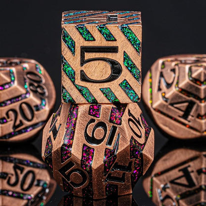 Metallic Glitter Stripes D&D, DND Metal Dice - Image 6