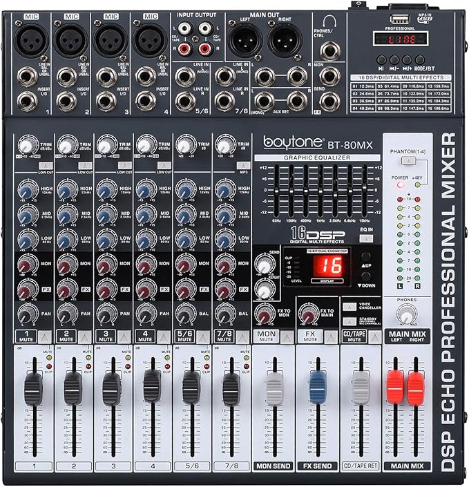 Boytone Dj Mixers 8 Channel Audio Mixer Sound Board - Image 2