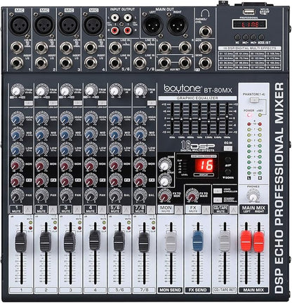 Boytone Dj Mixers 8 Channel Audio Mixer Sound Board - Image 2