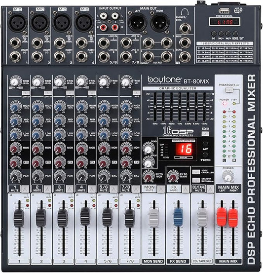 Boytone Dj Mixers 8 Channel Audio Mixer Sound Board - Image 2
