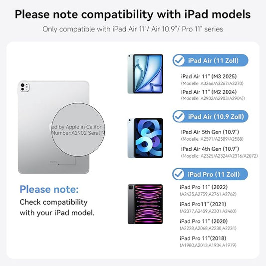 HOU iPad Air 11 Case with Keyboard Detachable Rotatable Magnetic Full - Image 2