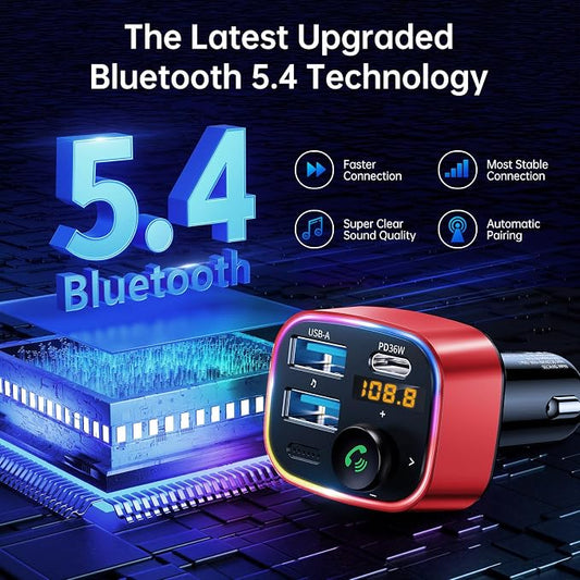 Syncwire Bluetooth 5.4 FM Transmitter Car Adapter 48W Wireless Radio Music - Image 2