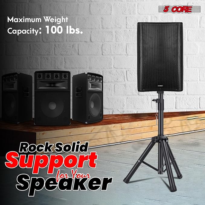 5Core Speaker Stand Tripod Floor Adjustable 24-36 Inch Short DJ Studio Monitor - Image 3