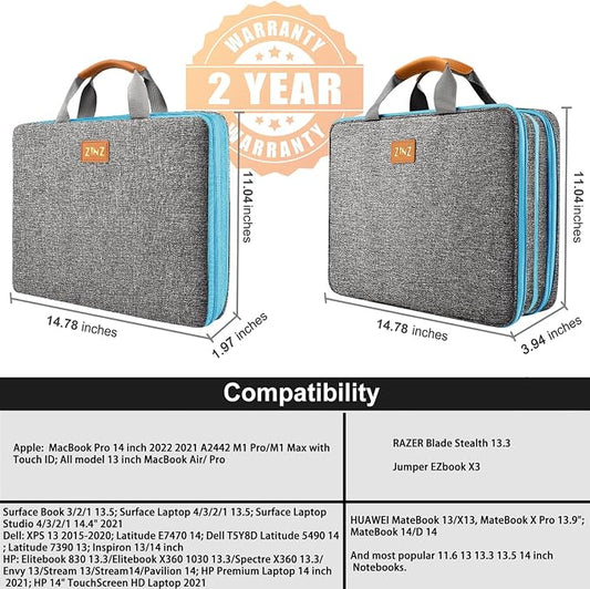 ZINZ Slim Expandable 13 13.3 13.6 14 Laptop Case Sleeve Compatible - Image 2